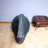 Vintage giant whale wicker storage box