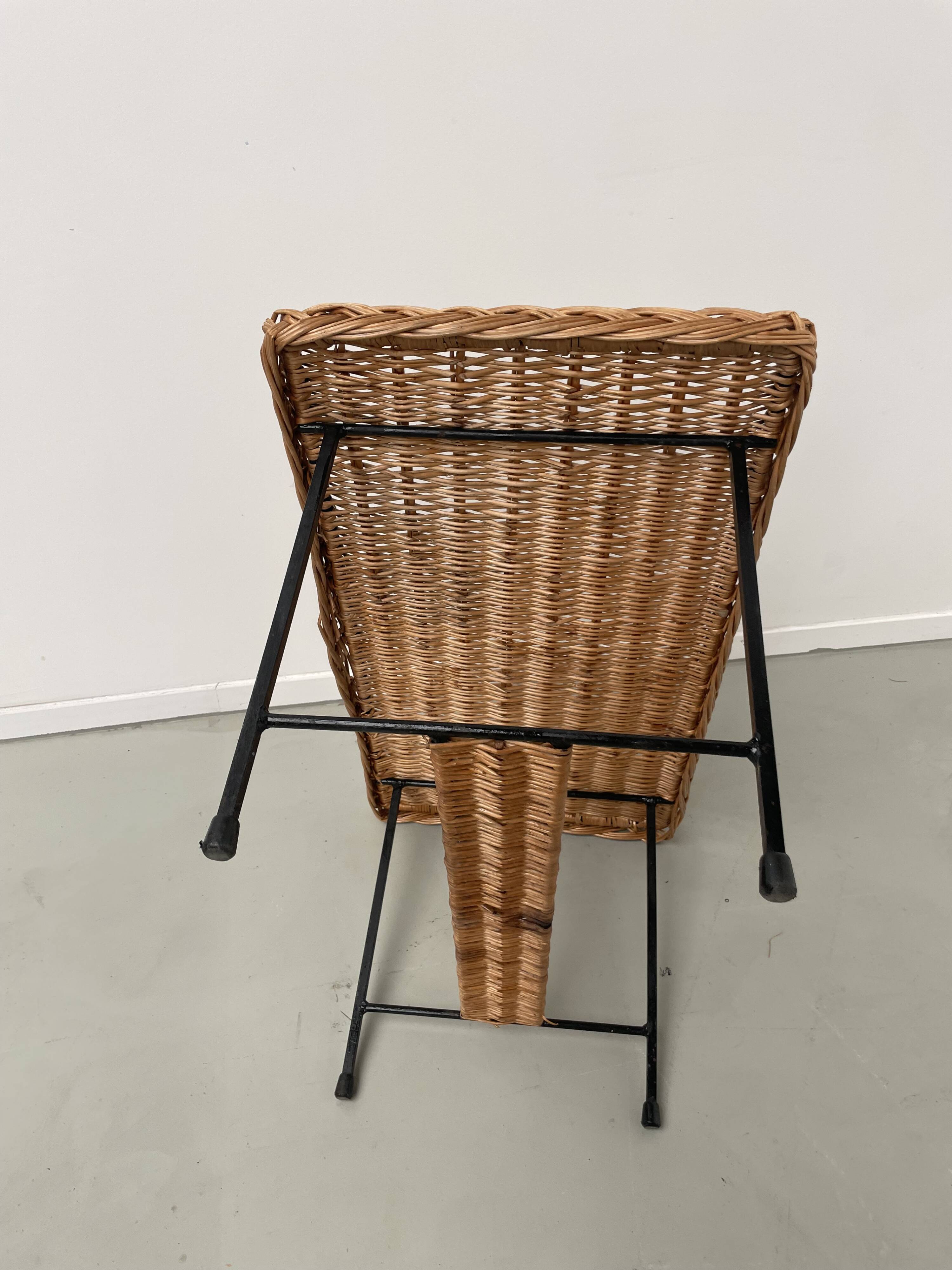 Woven wicker and metal coffee table 1960