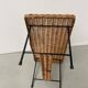 Table basse osier tressé et métal 1960