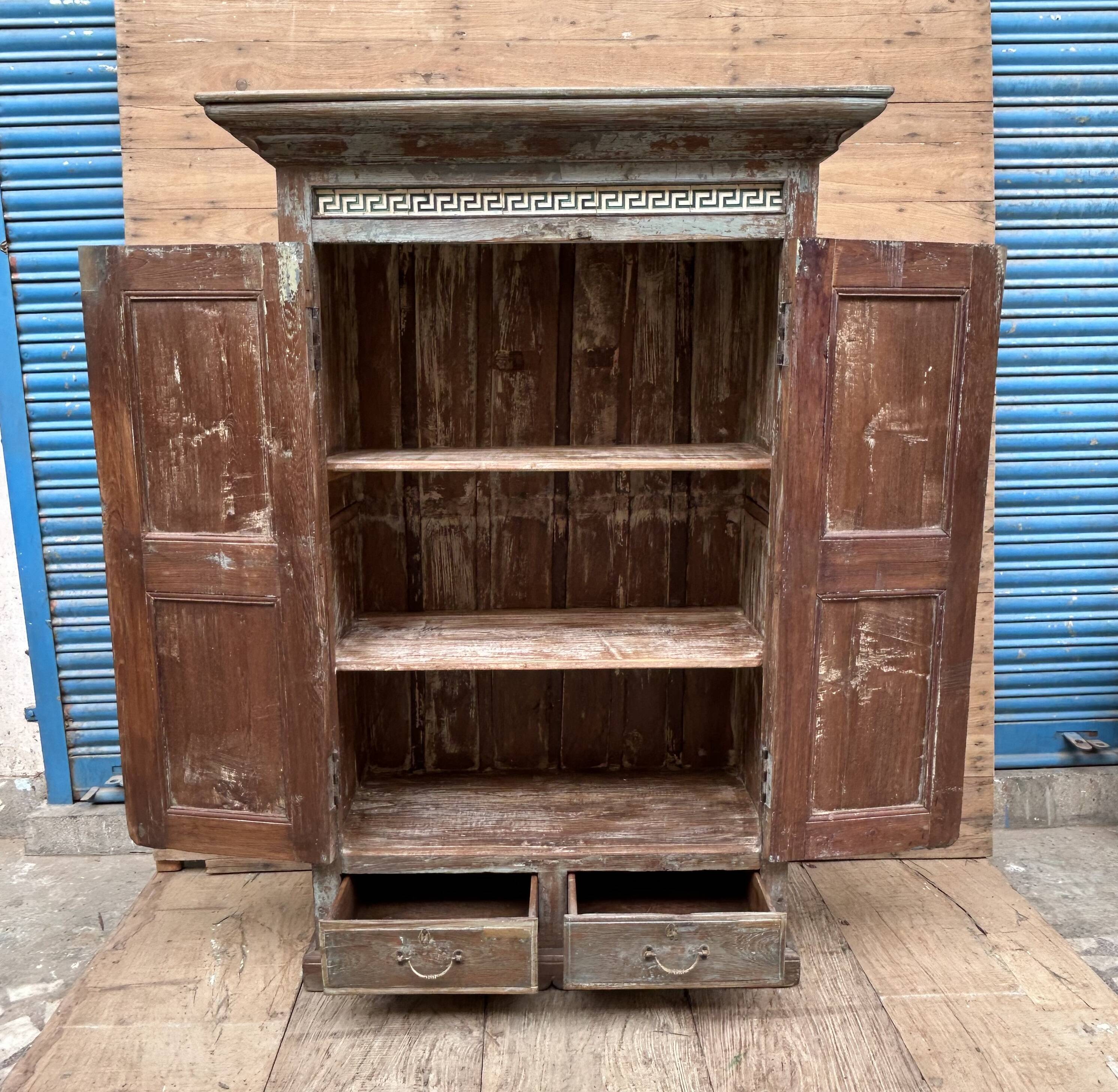 Rajasthani wardrobe in Burmese teak with original patina.