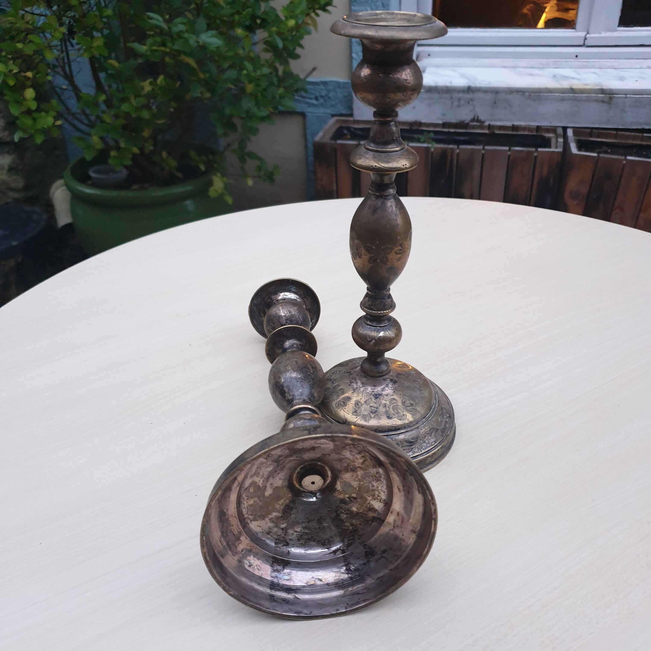 Pair of brass candlesticks
