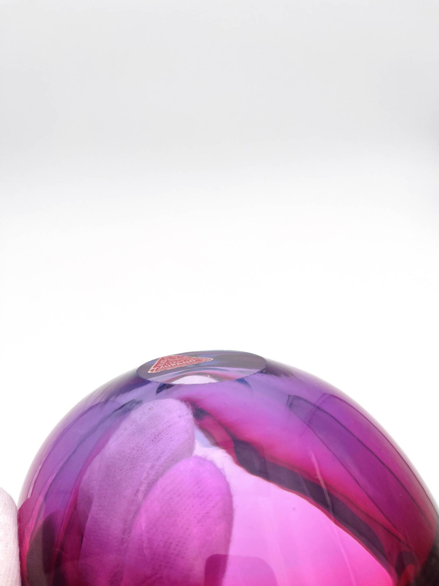 Pocket Glass Murano Flavio Poli Sommerso Fuchsia Blue 17cm