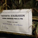 AUBUSSON tapestry, 20th century, "Verdure Oiseau" (Greenery with Bird)