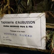 AUBUSSON tapestry, 20th century, "Verdure Oiseau" (Greenery with Bird)