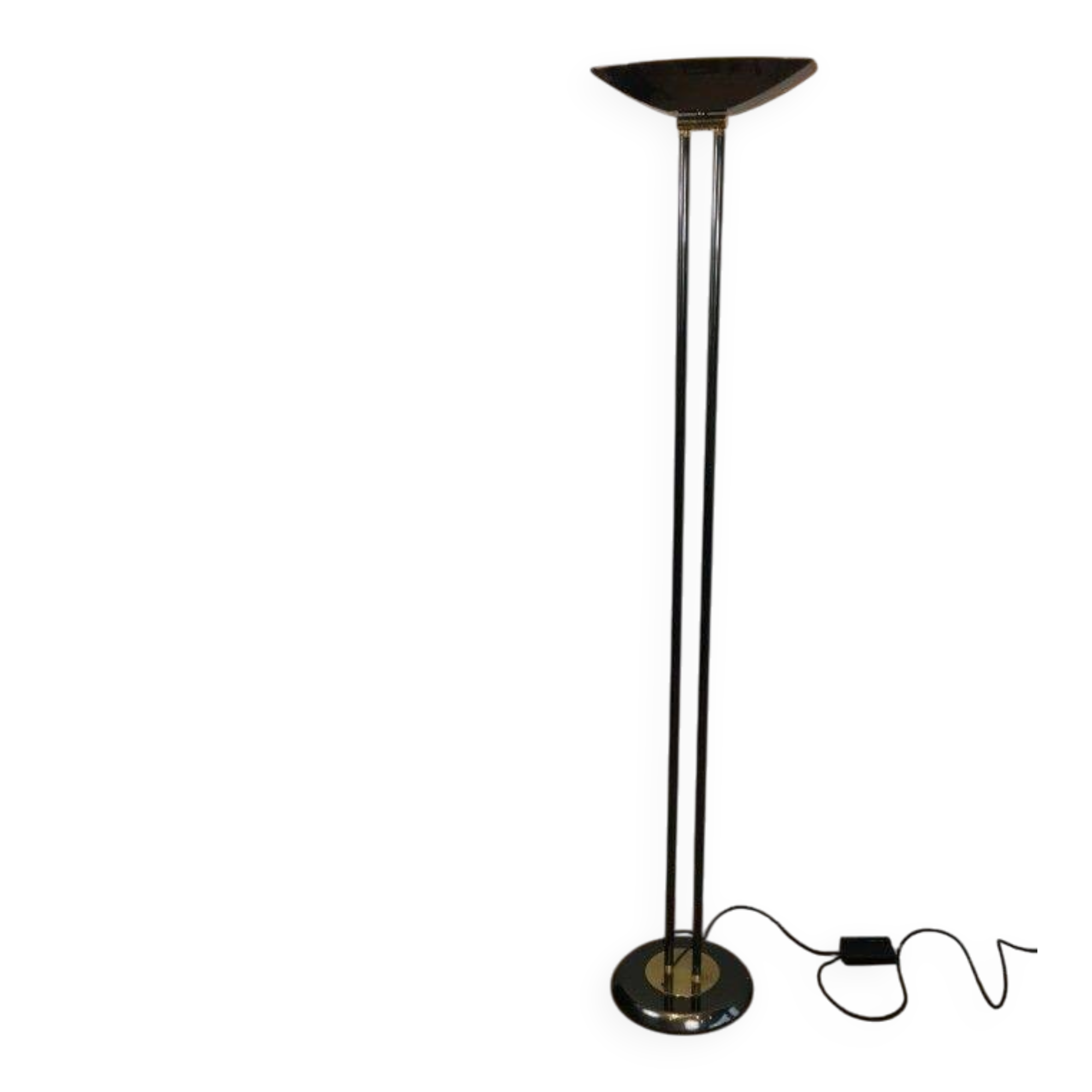 Floor lamp with gunmetal patina and brass