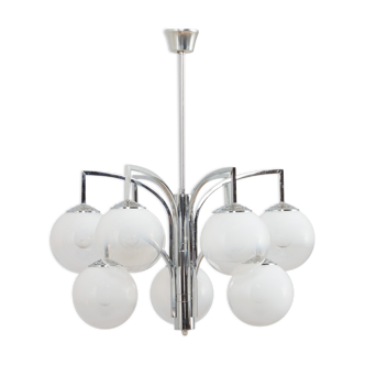 Targetti Sankey 9 Murano smoked glass Italian chandelier, 1970s