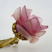Pair of bronze wall sconces decorated with 2-armed knots with purple tulips Signed DP. 1940s