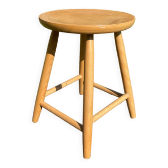 Vintage Scandinavian stool 1970 in light wood.