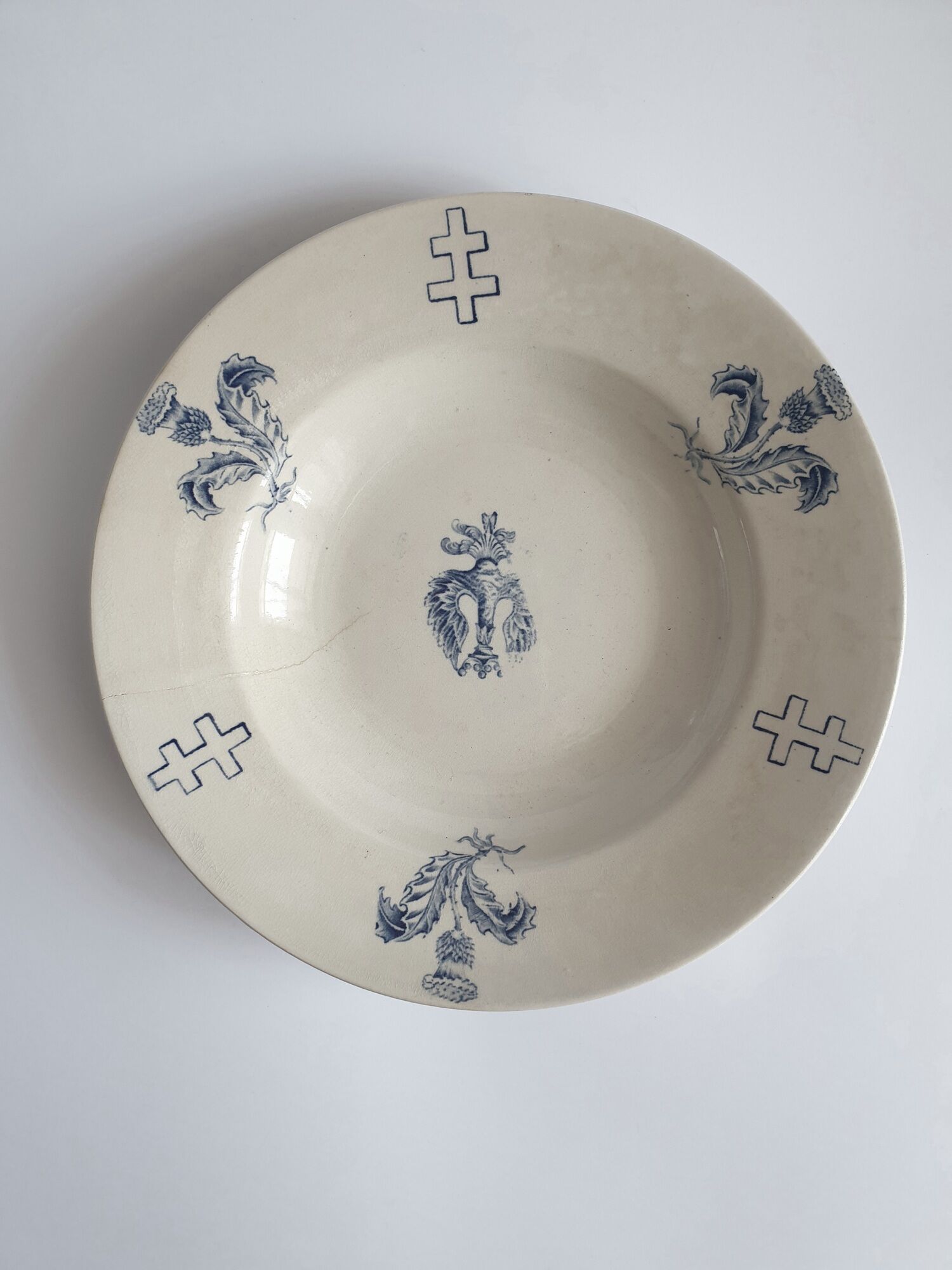Hollow plate Luneville Keller Guerin thistle cross of Lorraine