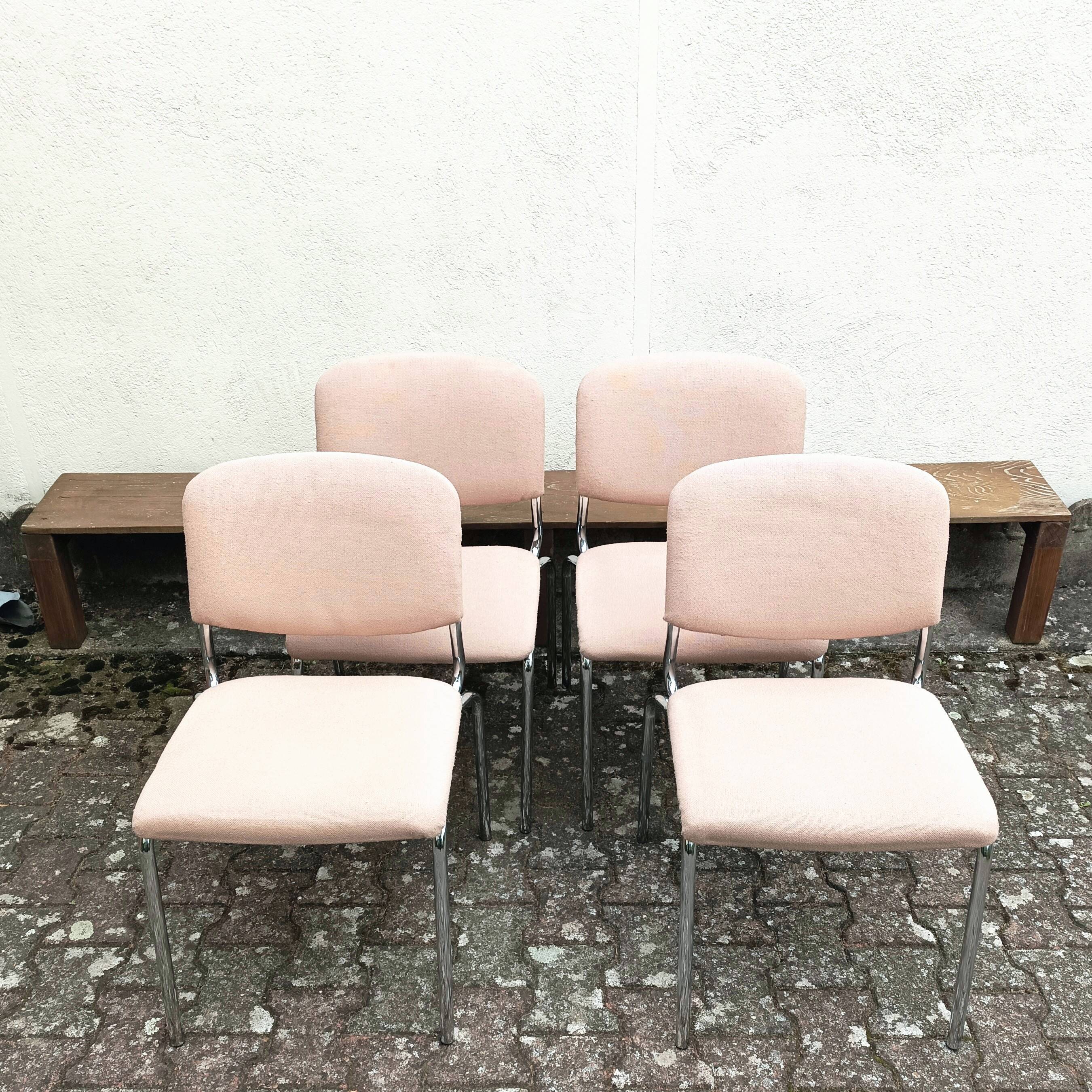 Vintage metal and fabric chairs