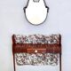 Ebonized Beech and Rose-Patterned Fabric Console with a Drawer, Italy