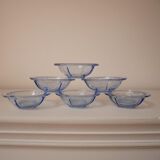 Lot de 6 ramequins en verre bleu
