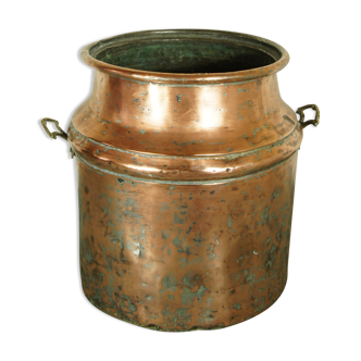 Old pot cover in patinated pink copper & gilded bronze