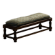 Danish oak footrest with hand-embroidered cushion and rattan seat, baroque, 1940s.