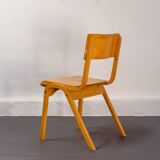 Vintage Stackable School Chairs made of wood and plywood, UK, 1970s