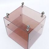 Michel Dumas smoked plexiglass rolling trolley for Roche Bobois 1970