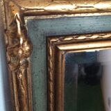 Mirror beveled golden wood 36x135cm