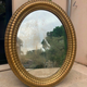 Oval mirror louis XVl with gilded cartouch, napoleon lll, XlXth high 106 cm