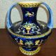 Vase with 2 polychrome handles in Gien earthenware France with Renaissance decoration 1938