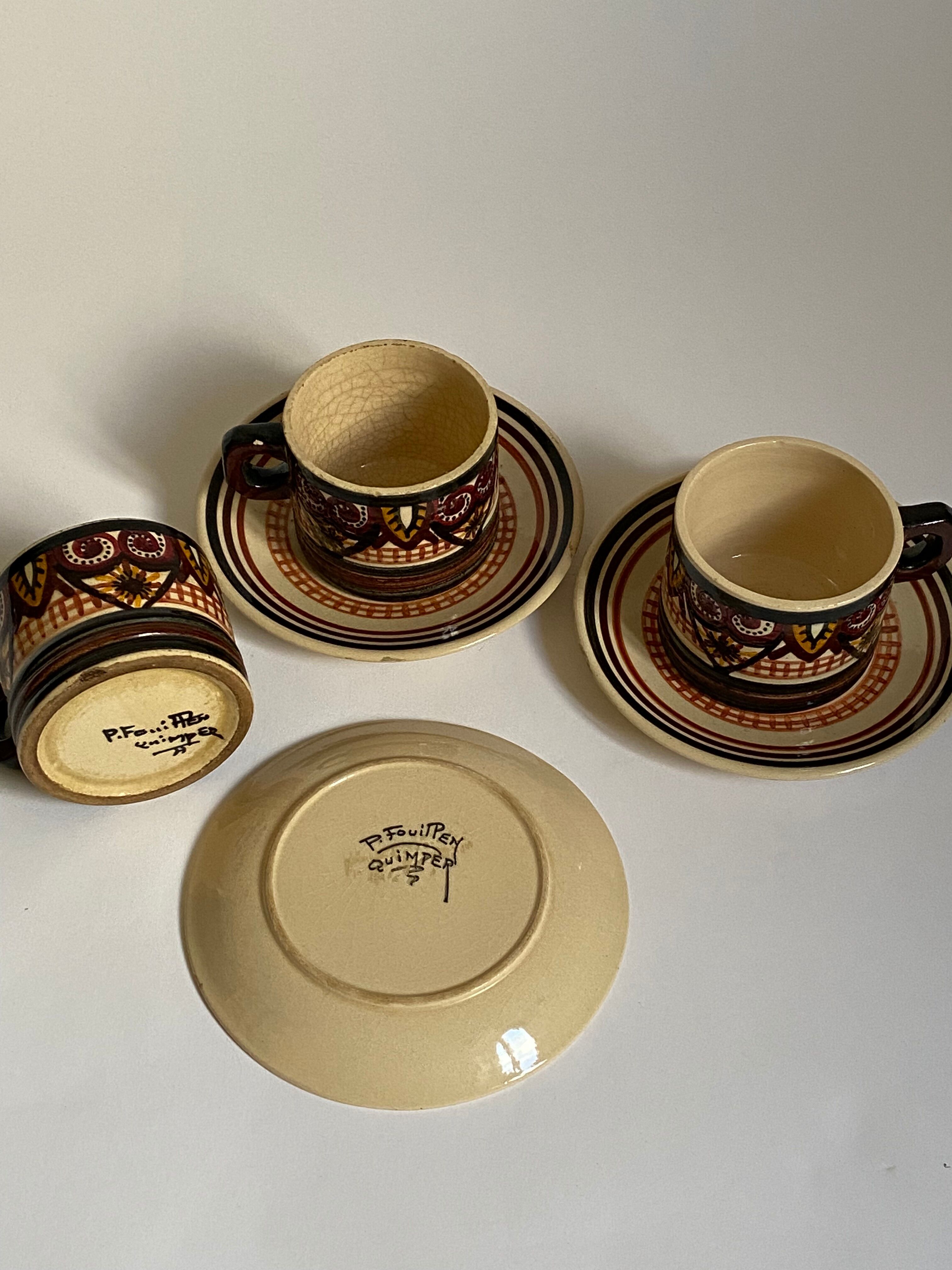 Trois tasses bretonnes Fouillen