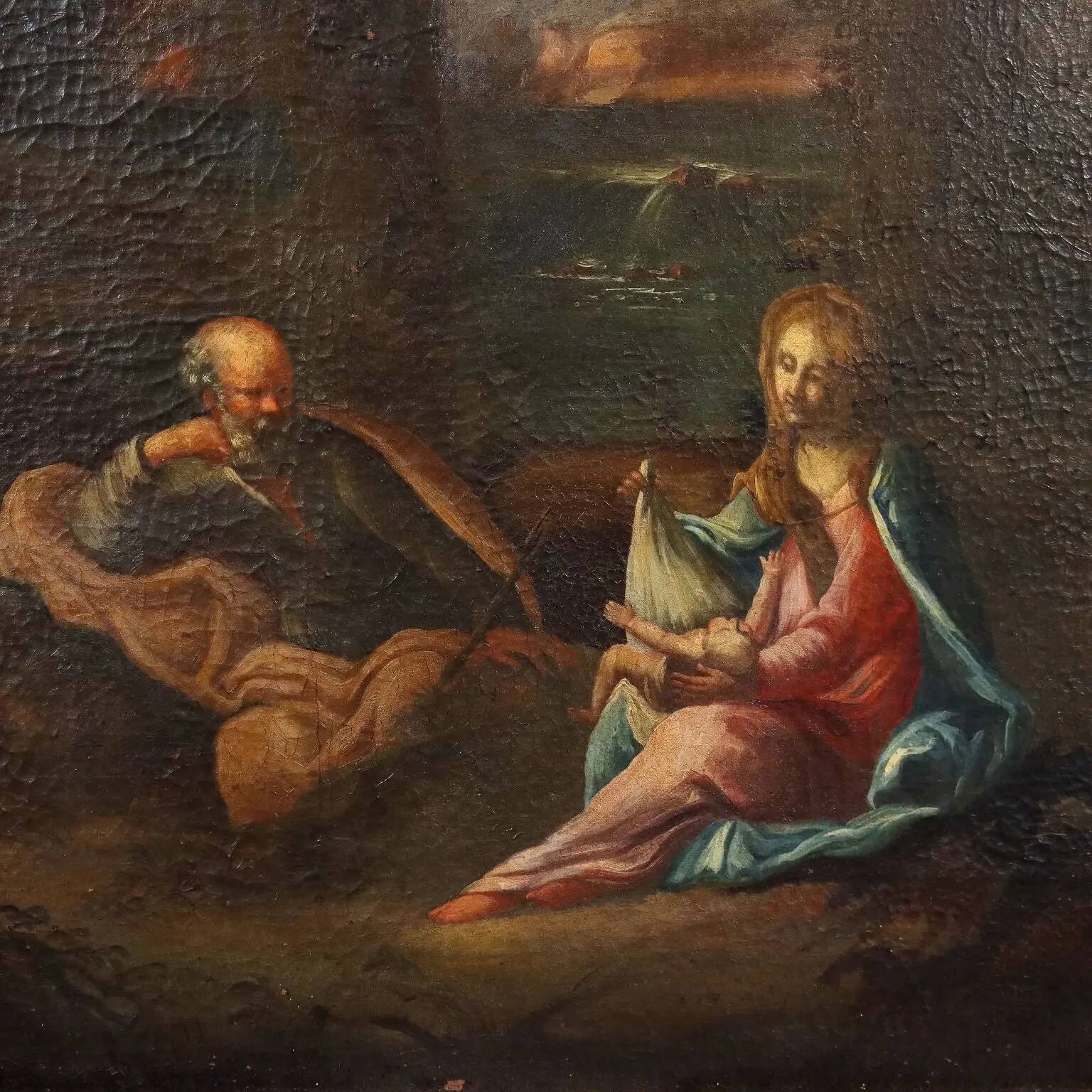 Rest during the Flight into Egypt, oil on canvas, 18th-19th century