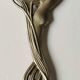 Old vanity mirror/hand face mirror/nude of a woman, naiad. art nouveau style. brass. 25 x 11 cm