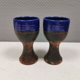 Two mugs in partially blue-glazed ceramic, from Seilast Wisby Sweden