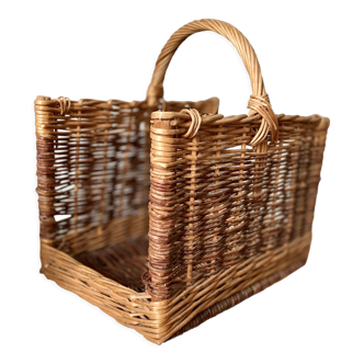 Rattan wicker log basket magazine holder