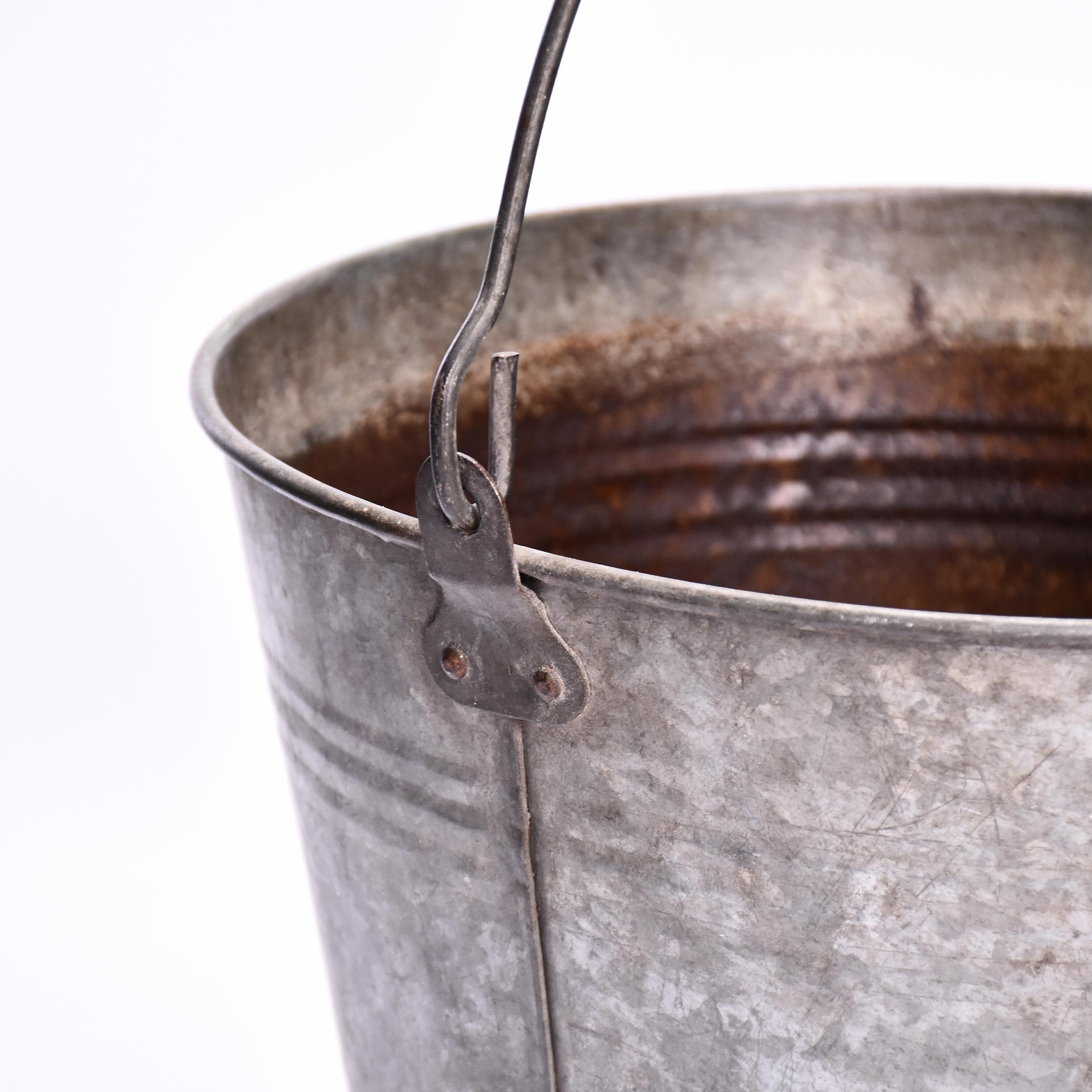 Vintage zinc bucket  zinc flower pot