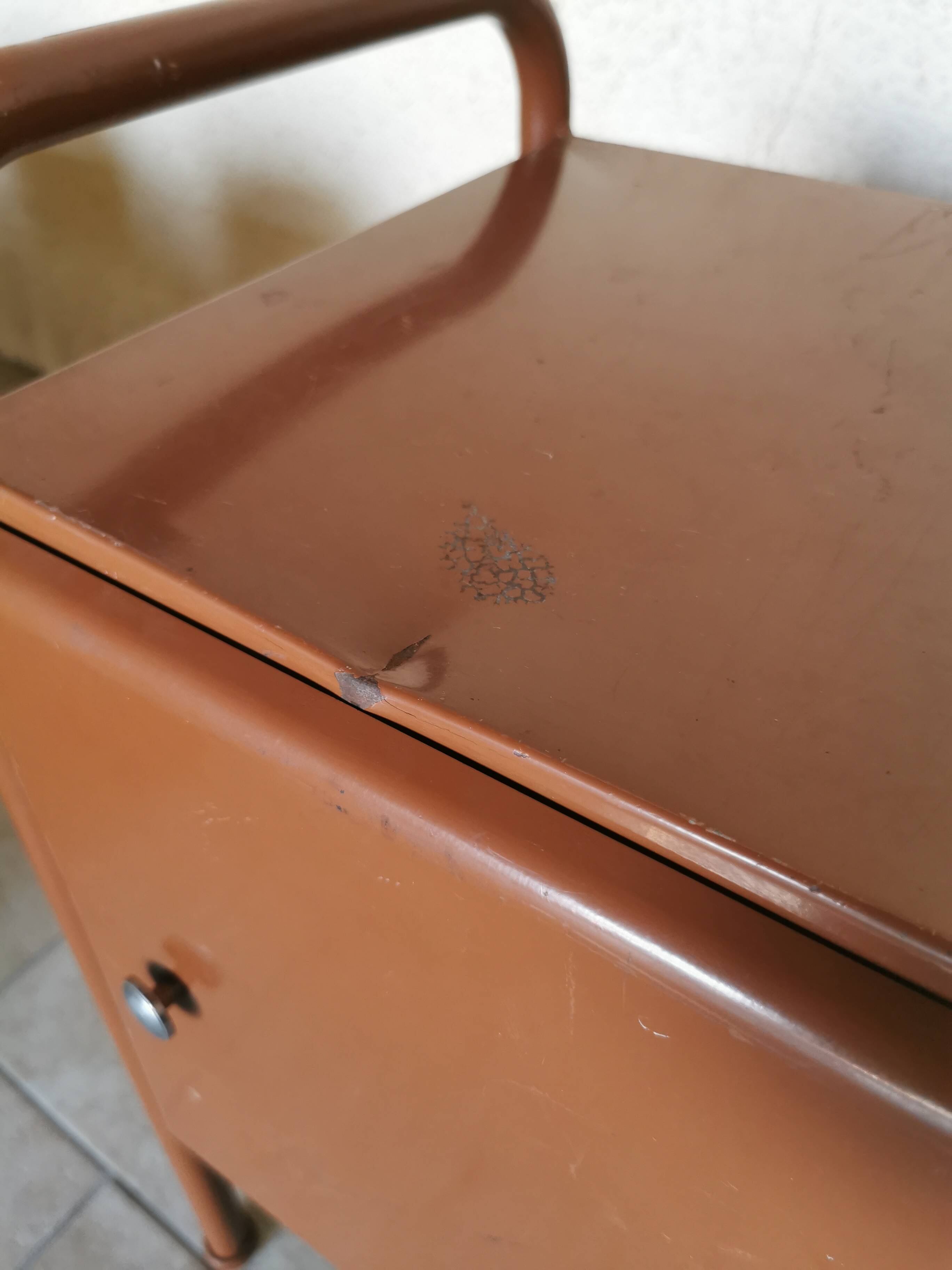 Pair of boarding school bedside tables