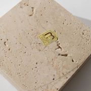 Vintage alabaster ashtray from the 1960s, beige stone, mid-century design, San Gimignano, Italy.