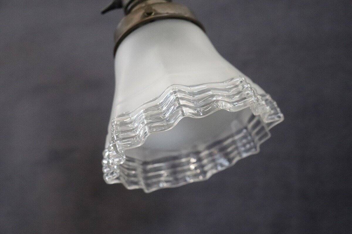 Vintage Brass And Glass Table Lamp, 1930s