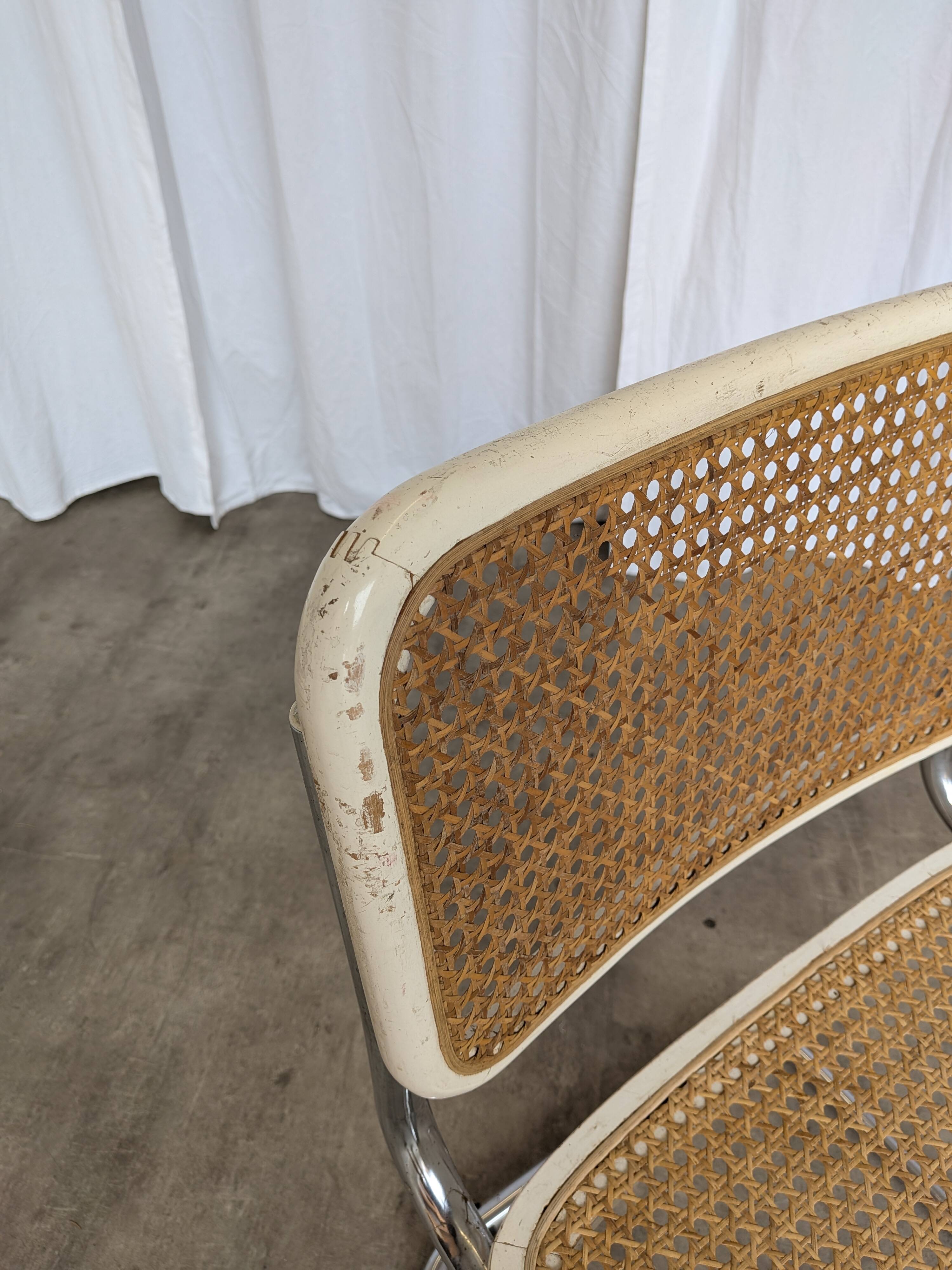 Vintage Cesca Chair: 1970s Marcel Breuer Chrome Cane Chair