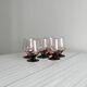 6 vintage translucent pink glasses with black stems