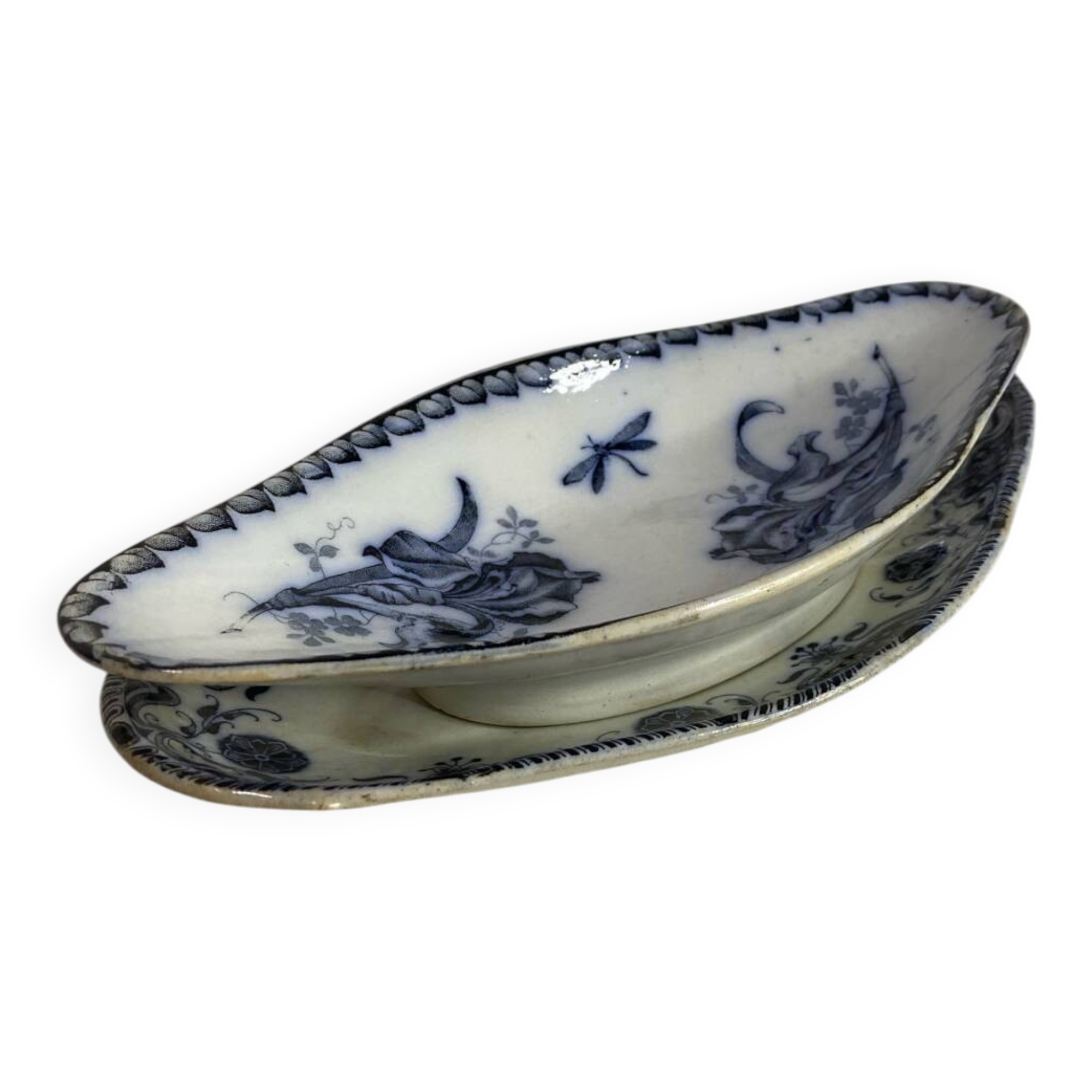 Lot de 2 raviers anciens Elchinger Badonviller – décors bleus