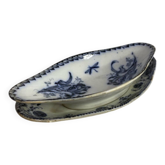 Set of 2 antique Elchinger Badonviller dishes – blue decorations