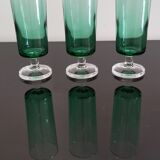 3 flutes Cavalier Luminarc emerald green vintage
