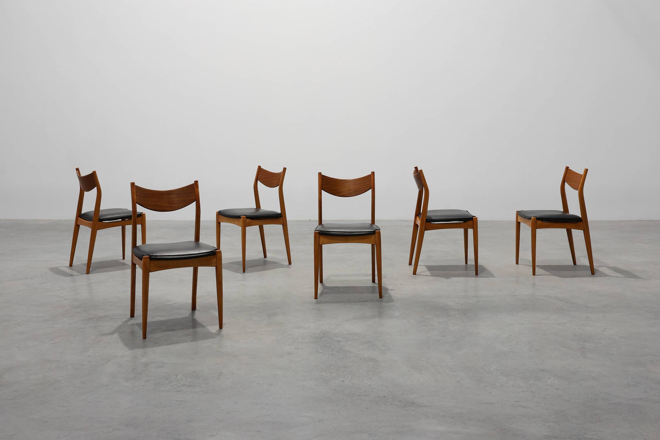 Set of Six Mid-Century Modern Belgian Teak Dining Chairs, 1960s