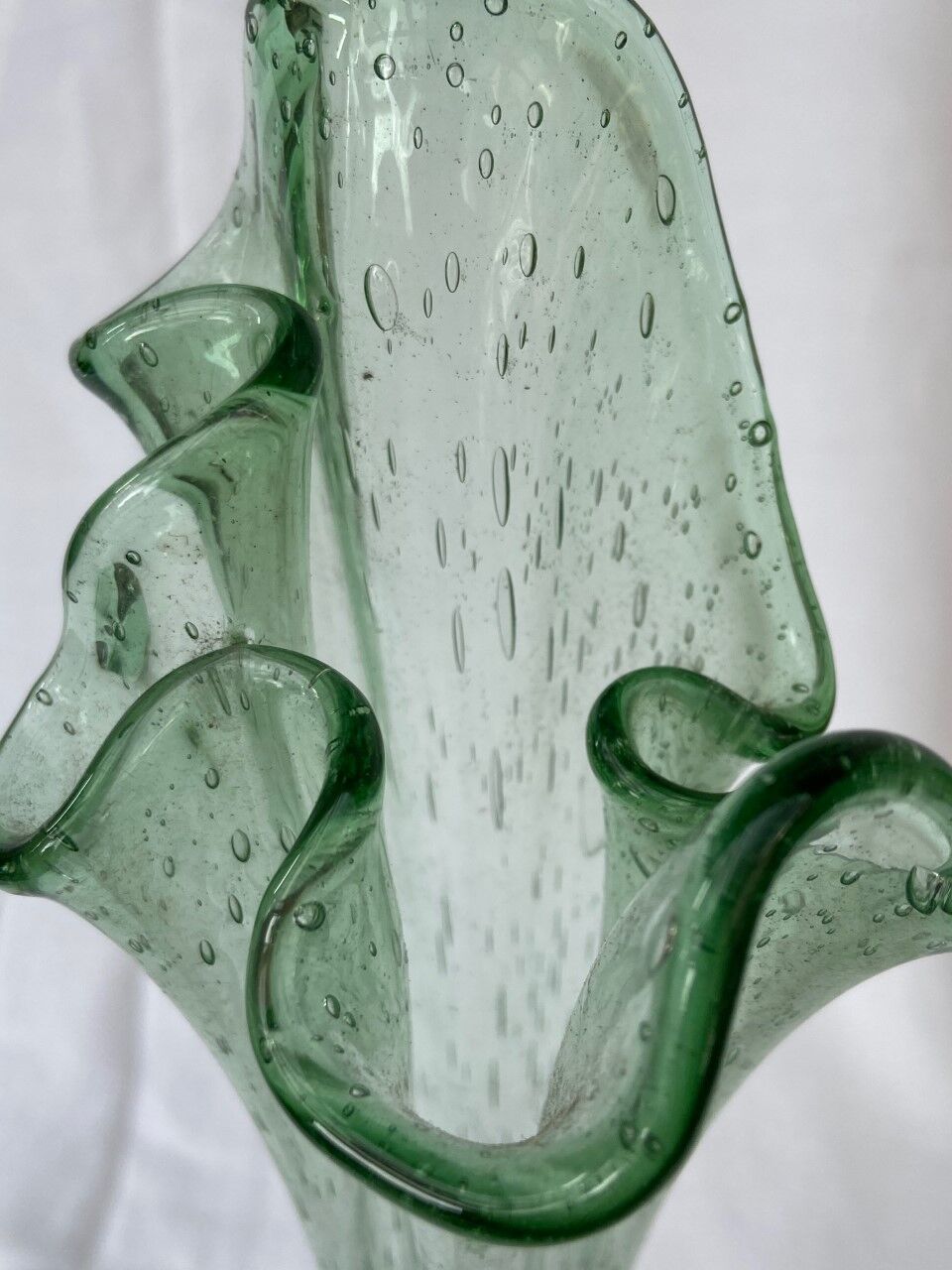 Green Biot blown glass vase