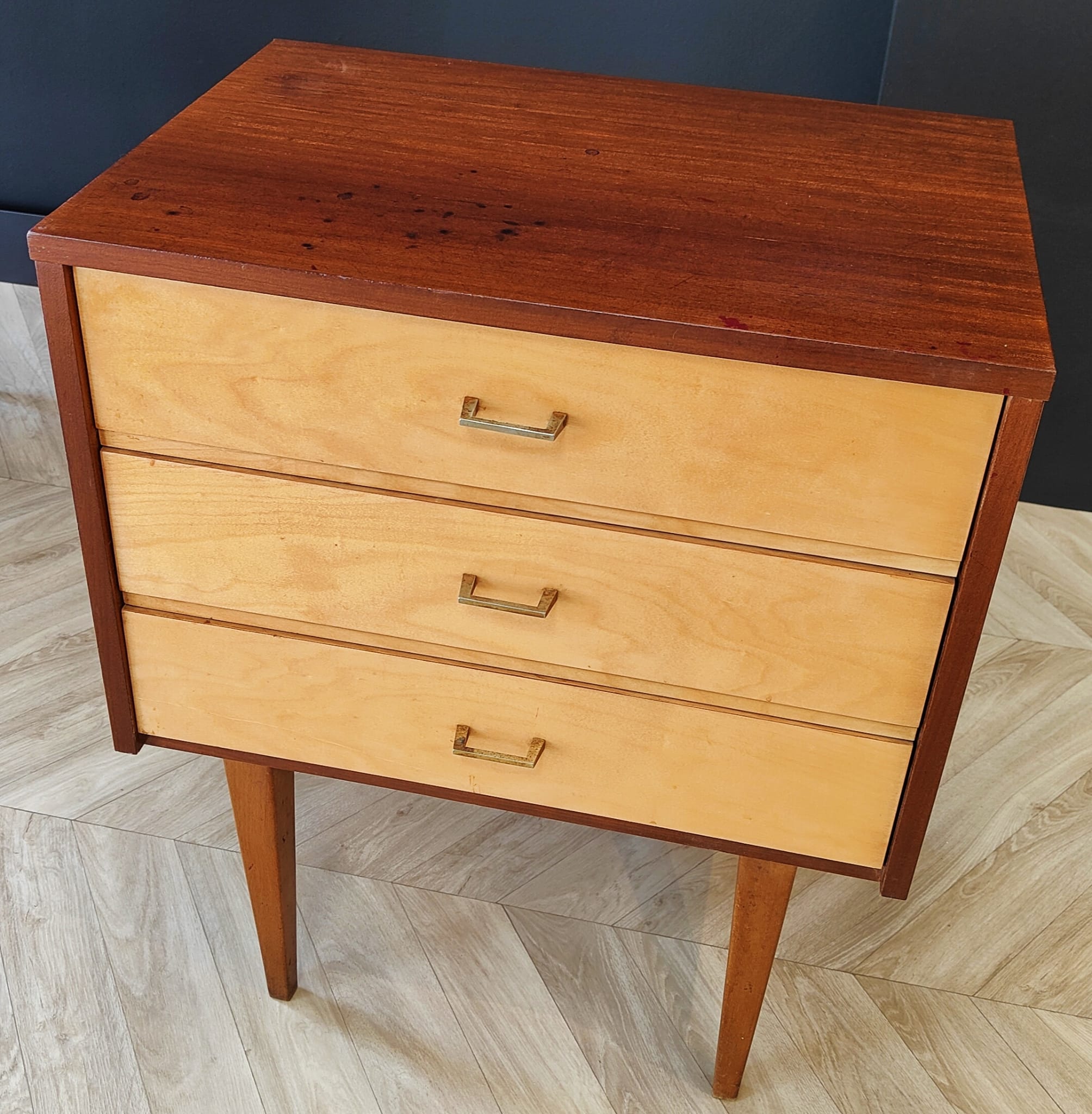 Two bedside tables, 50s