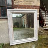 Large white patinated mirror