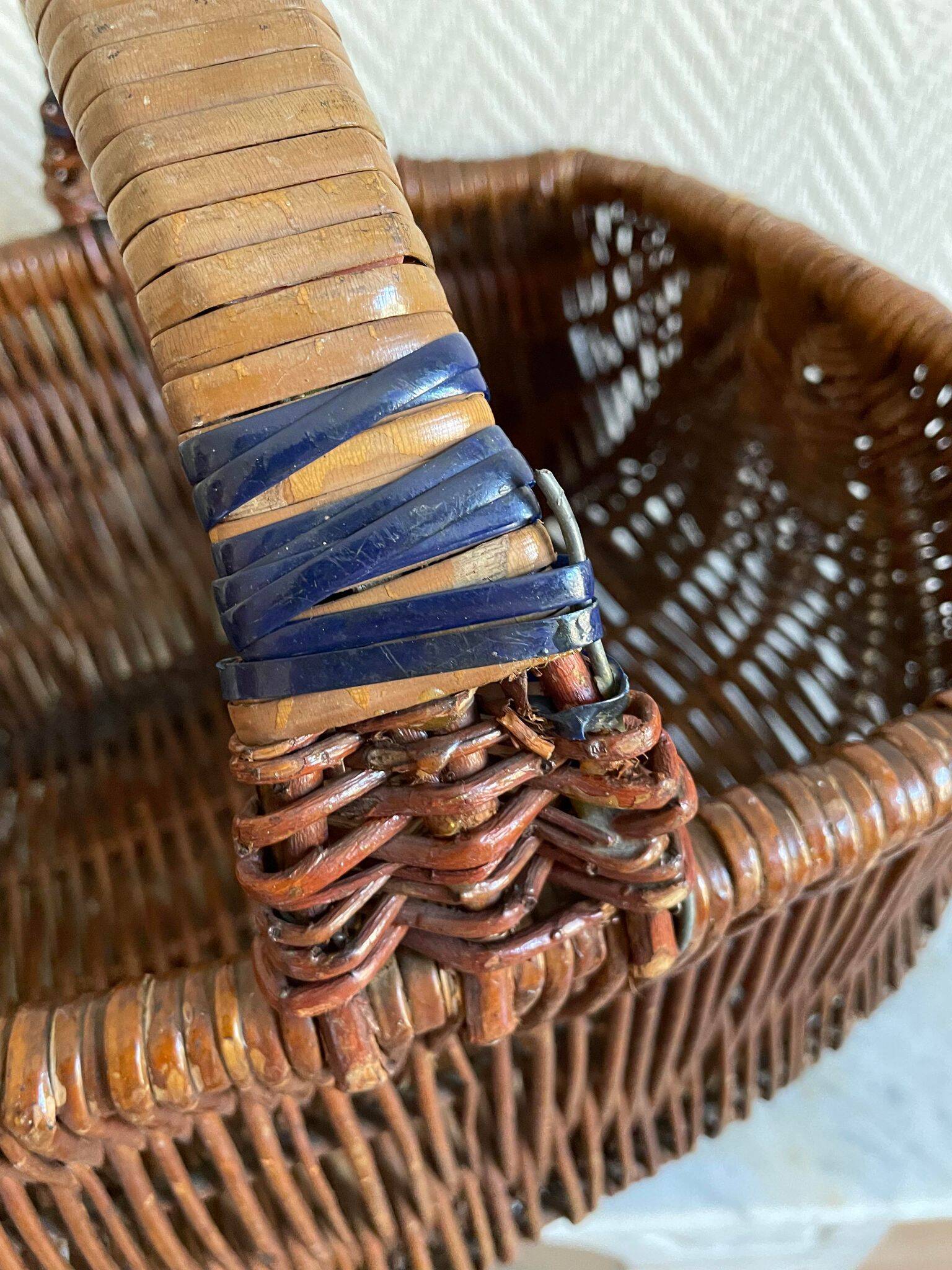 Brown wooden wicker basket