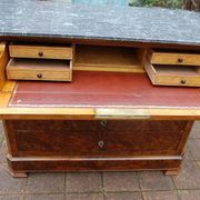 Commode secrétaire d'époque Louis Philippe en noyer du 19e siècle