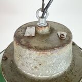 Green Enamel and Cast Iron Industrial Pendant Light, 1960s