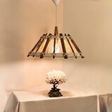 Suspension ceiling light scandinavian chandelier aka wood rope west germany rustic countryside