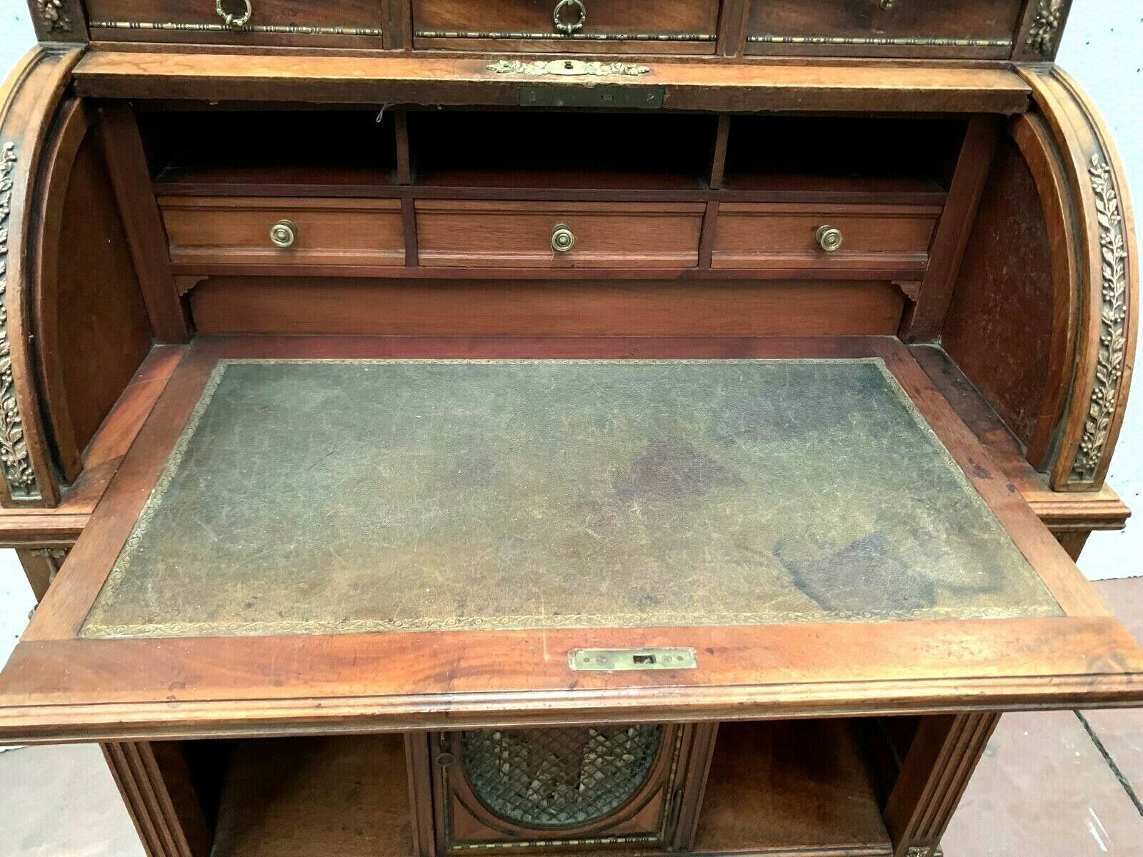 20th century walnut cylinder lady's desk