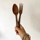 Salad cutlery in olive wood