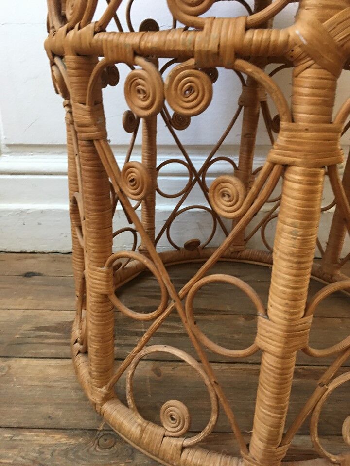 Peacock vintage rattan side table