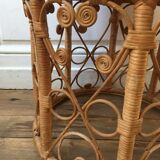 Peacock vintage rattan side table