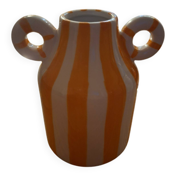 Vase orange à rayures